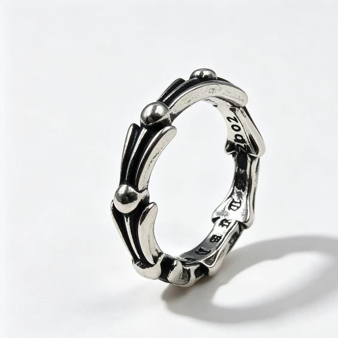 Chrome Hearts Silver Ring with Black Inlay